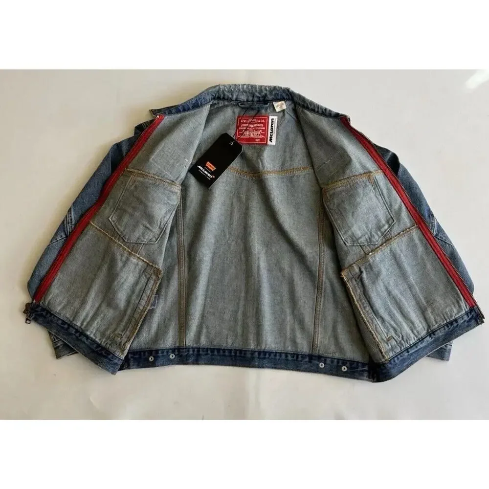 Levi's x Mclaren Denim Jacket Racing “Heritage” Trucker Blue Zip Up Size Small‎ - Picture 3 of 7